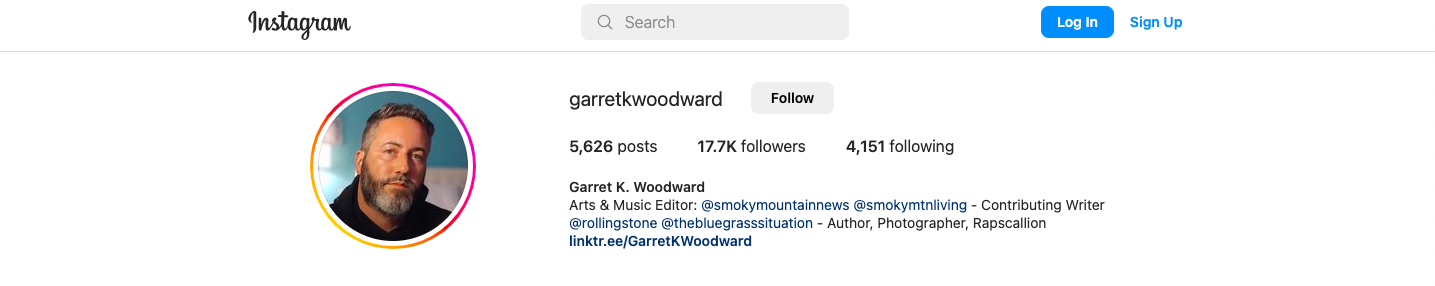 Instagram Handle of Garret K. Woodward