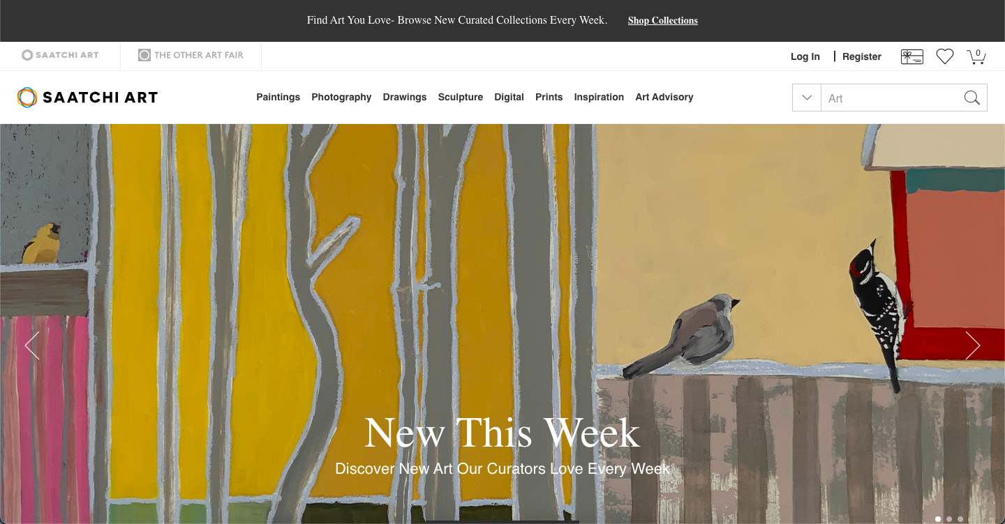 Home Page of Saatchi Art Website 