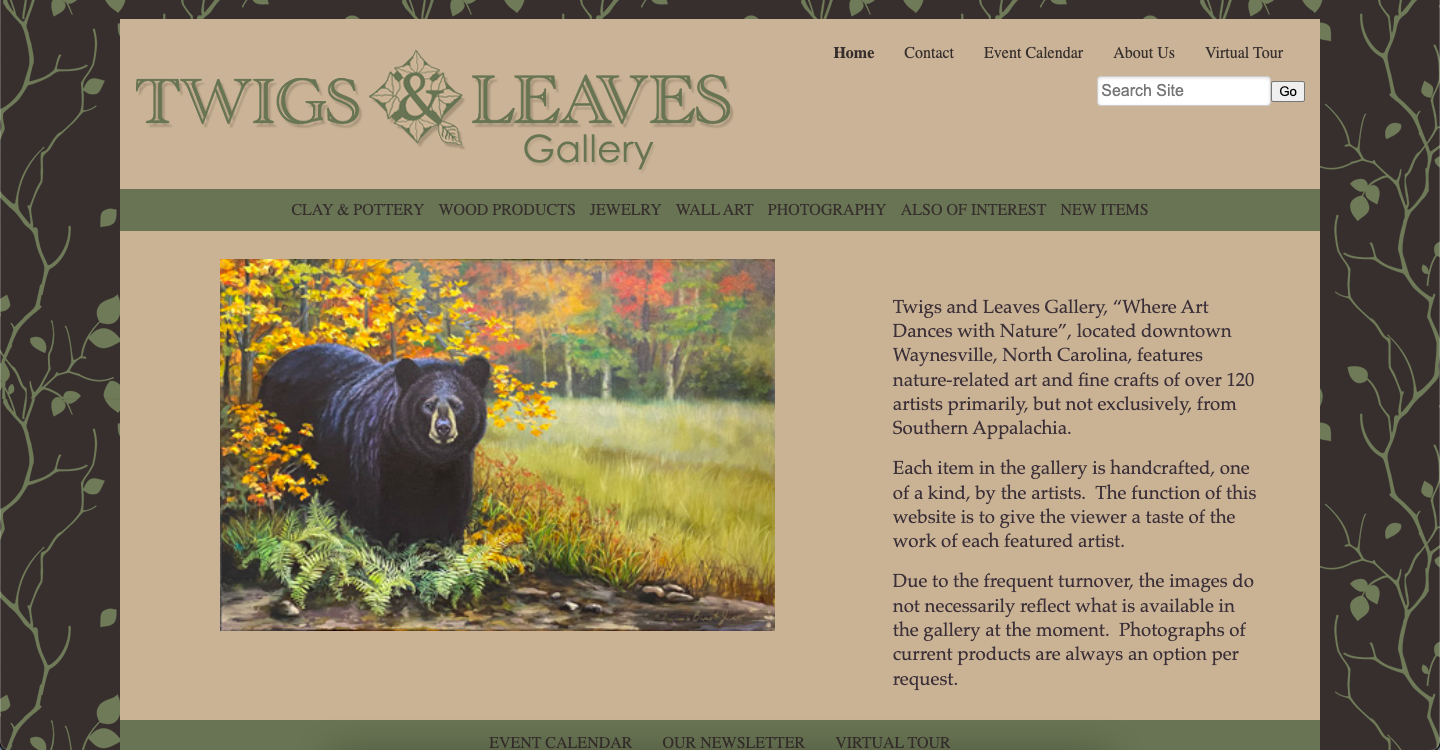 Twigs and Leaves Website-Home Page