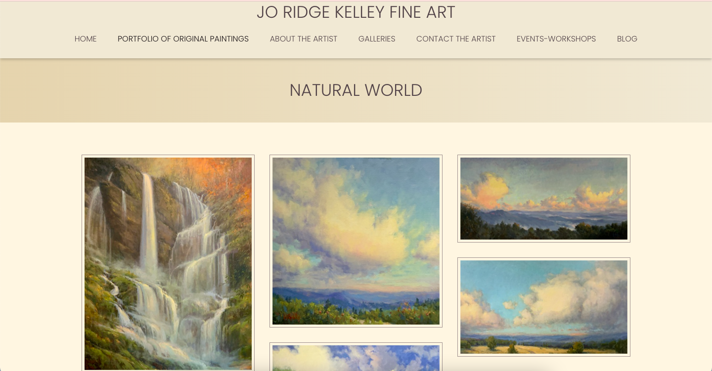 Website portfolio of Waynesville Artist- Jo Ridge Kelly